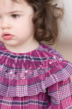 Robe Prune à carreaux