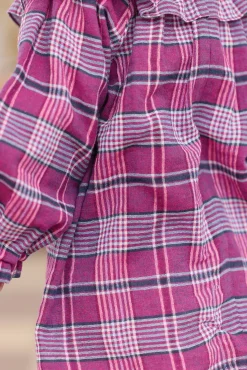 Robe Prune à carreaux