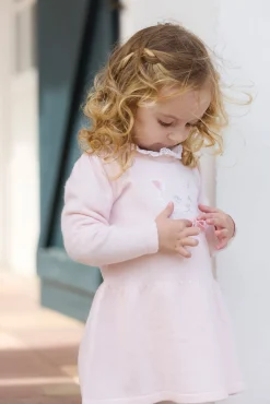 Robe Rose pâle broderie chat