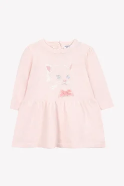 Robe Rose pâle broderie chat
