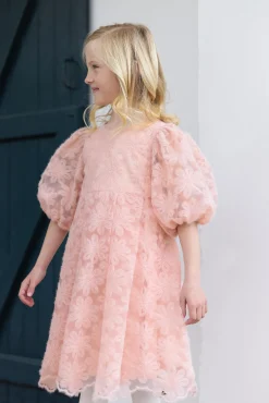 Robe Rose poudré tulle fleuri