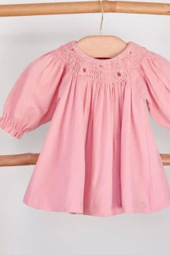 Robe Rose pâle col smock