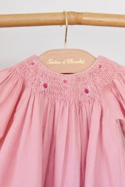Robe Rose pâle col smock