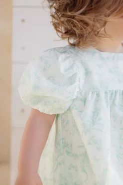Robe Vert d'eau inspiration Toile de Jouy