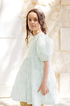 Robe Vert d'eau inspiration Toile de Jouy