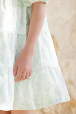 Robe Vert d'eau inspiration Toile de Jouy
