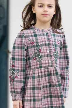 Robe Vert de gris à carreaux