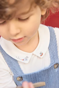 Salopette longue Bleu grisé en velours