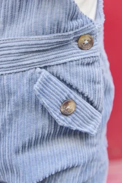 Salopette longue Bleu grisé en velours