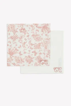 Set de 2 Langes Imprimé inspiration Toile de Jouy rose