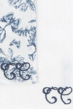 Set de 2 Langes Imprimé inspiration Toile de Jouy bleu