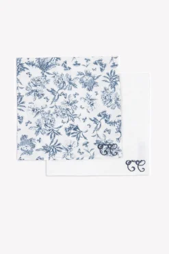 Set de 2 Langes Imprimé inspiration Toile de Jouy bleu