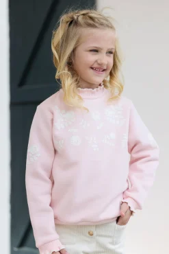 Sweat Rose poudré illustration fleurs