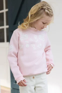 Sweat Rose poudré illustration fleurs