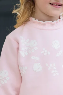 Sweat Rose poudré illustration fleurs