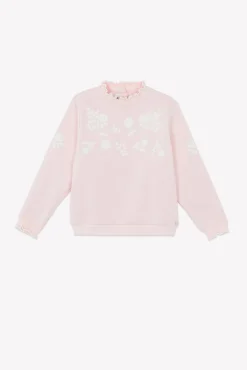 Sweat Rose poudré illustration fleurs