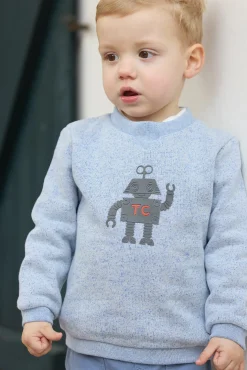 Sweat Bleu grisé illustration robot