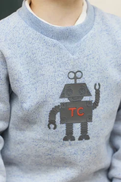 Sweat Bleu grisé illustration robot