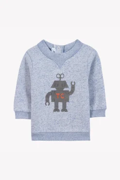 Sweat Bleu grisé illustration robot