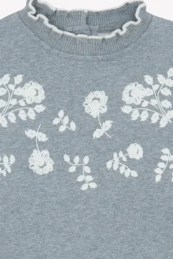 Sweat Gris chiné illustration fleurs