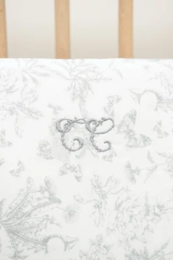 Tour de lit Imprimé inspiration toile de jouy gris