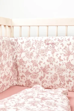 Tour de lit Imprimé inspiration Toile de Jouy rose