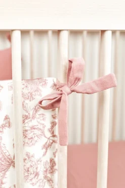 Tour de lit Imprimé inspiration Toile de Jouy rose