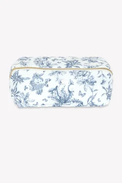 Trousse zippée Imprimé inspiration Toile de Jouy bleu