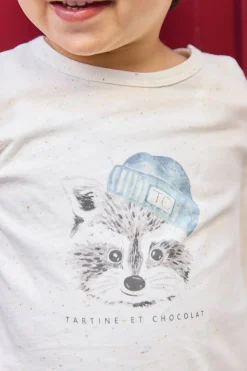 T-shirt Ecru illustration raton laveur