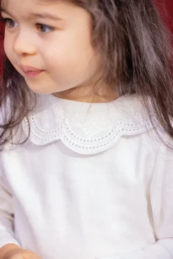 T-shirt Ecru col dentelle