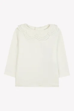 T-shirt Ecru col dentelle